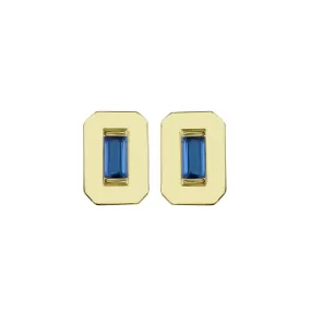 Emerald Shaped Gold Gemstone Baguette Stud Earring