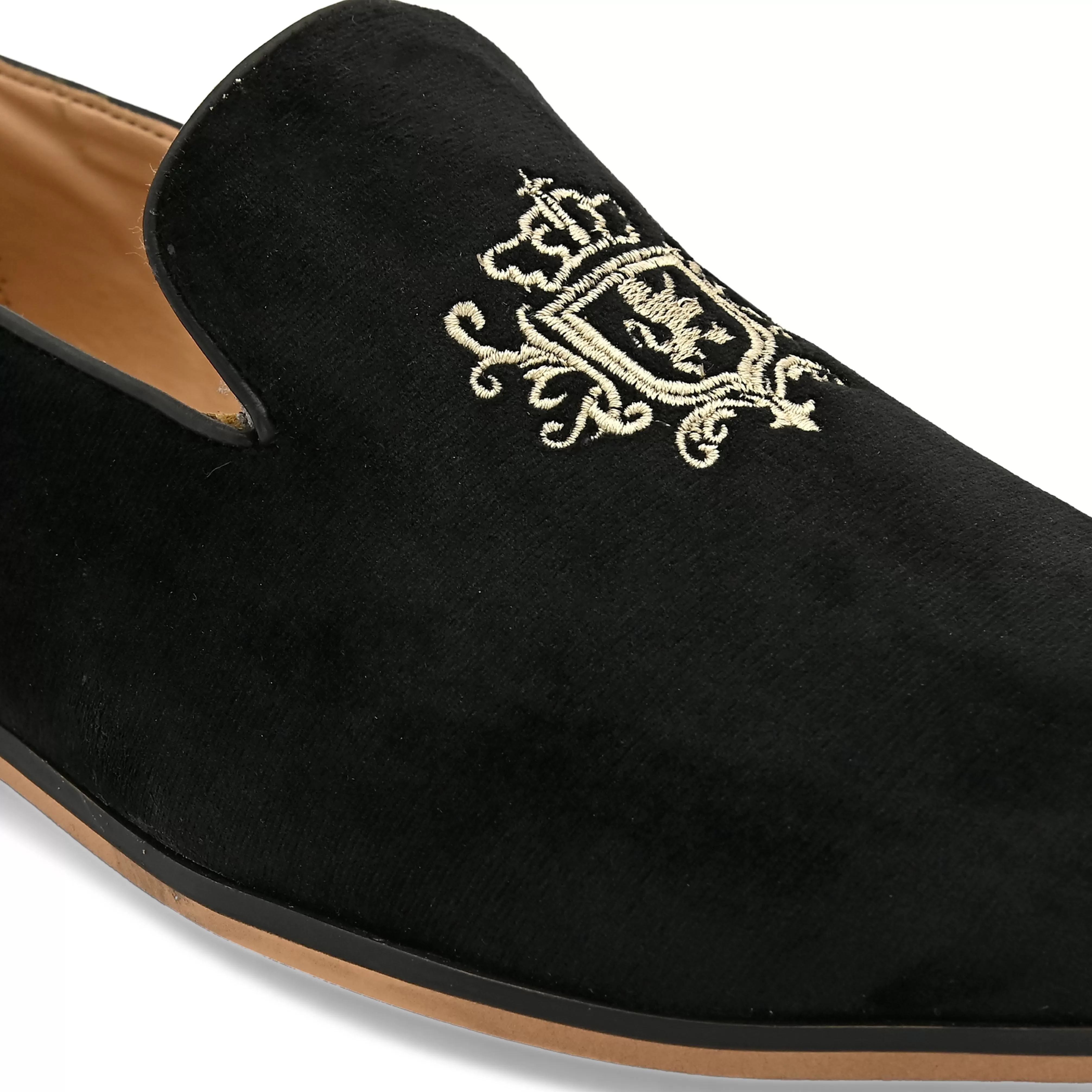 Empire Black Embroidered Loafers