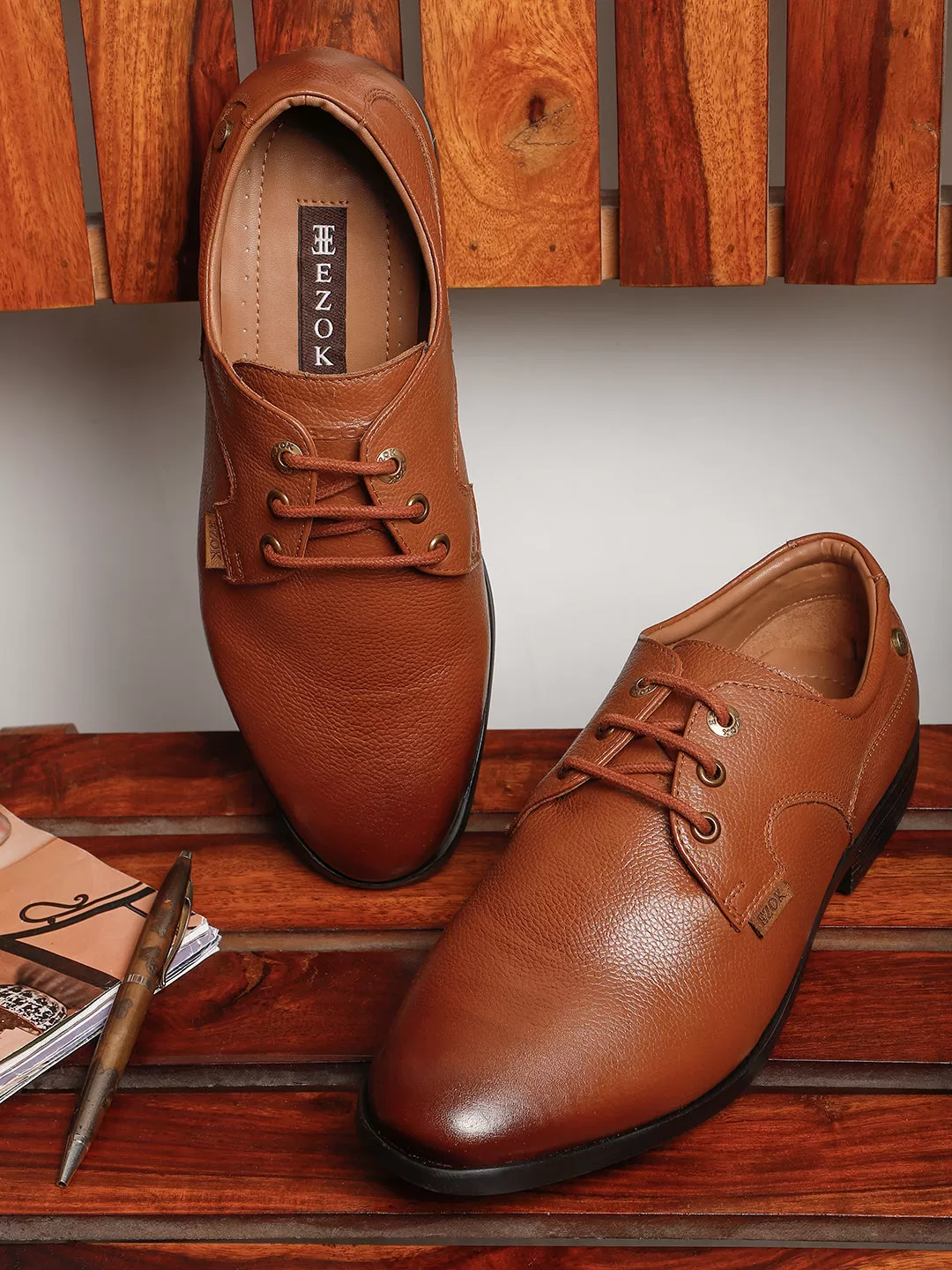 Ezok Men Leather Formal ( TAN )