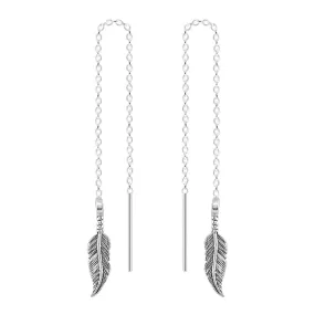 Feather Threader Chain Earrings