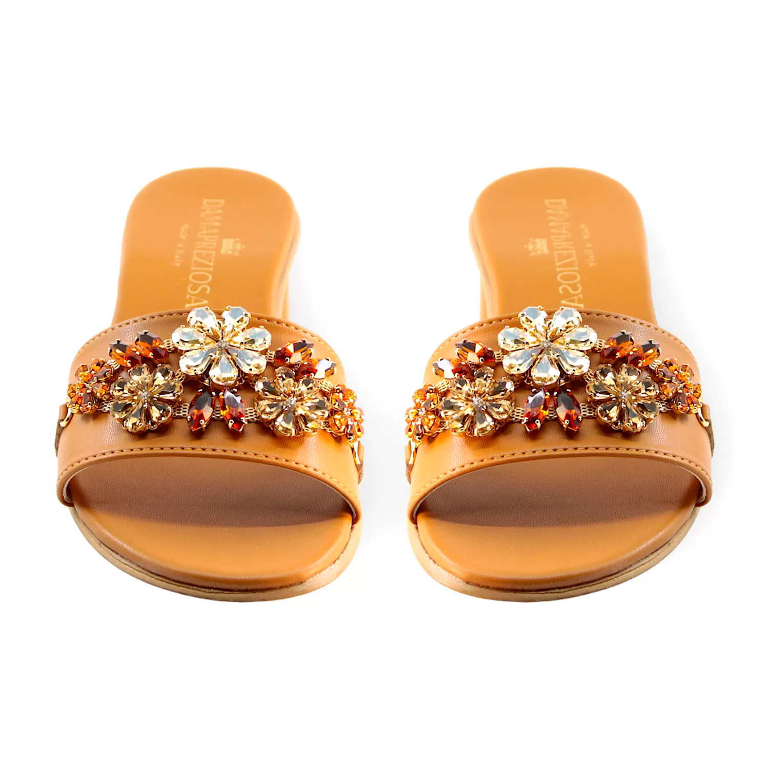 Flora Brown Sandals With Crystals