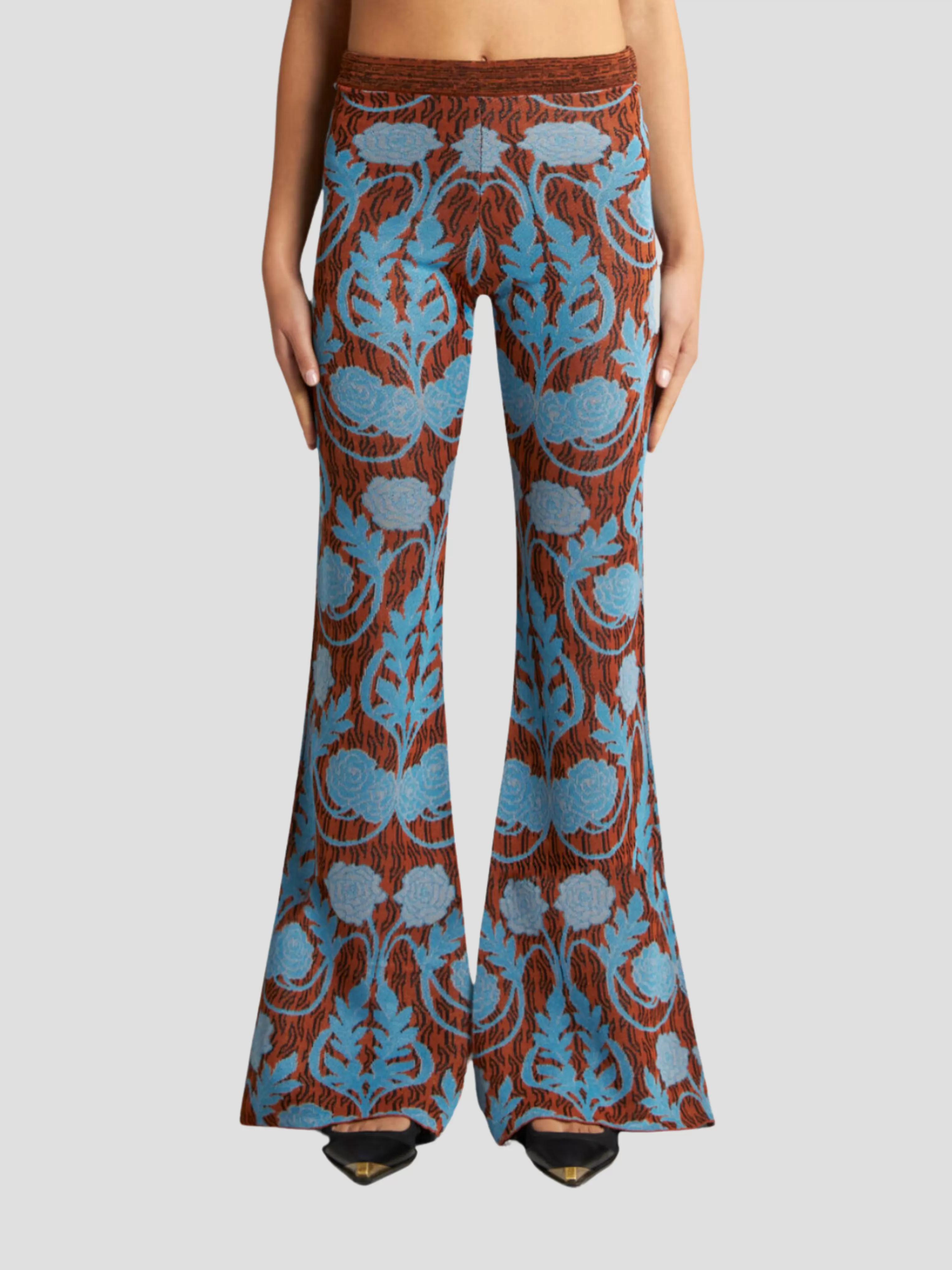 Floral Knit Jacquard Pants