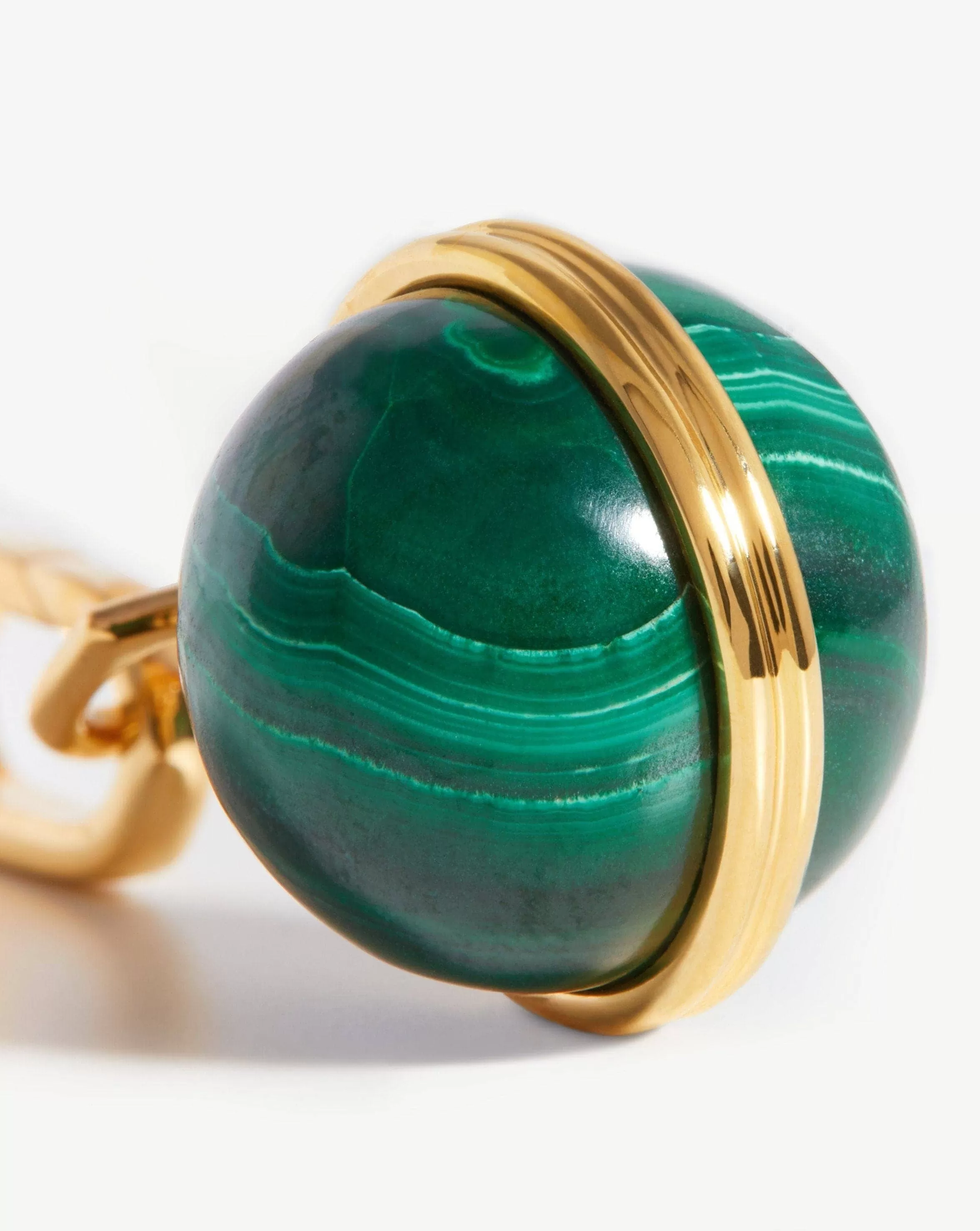 Gemstone Sphere Clip-On Pendant | 18ct Gold Plated, Malachite