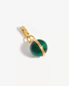 Gemstone Sphere Clip-On Pendant | 18ct Gold Plated, Malachite