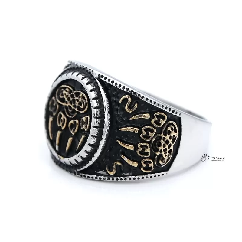 Gold Claws on Black Circle Two Tone Stainless Steel Men's Ring