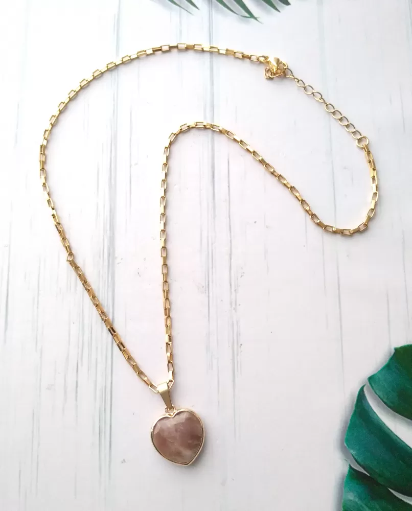 Heart Single Gem Drop Necklace