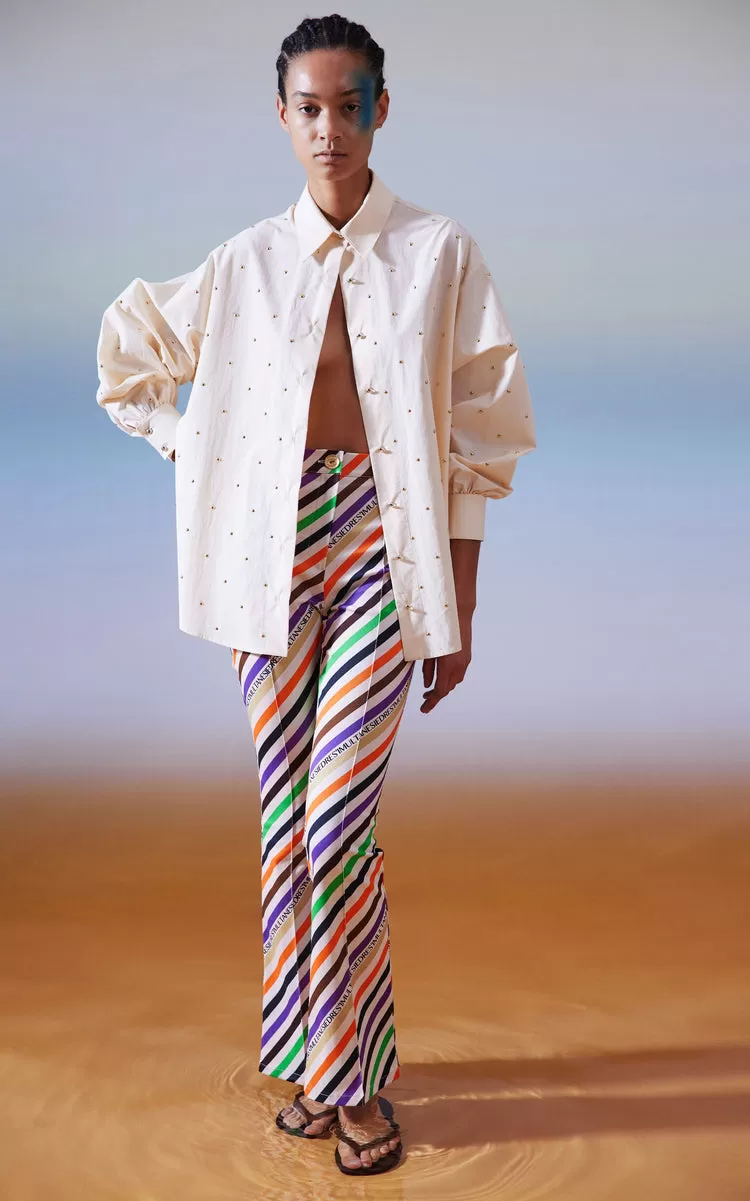 ISLA DIAGONAL STRIPED FLARE PANTS