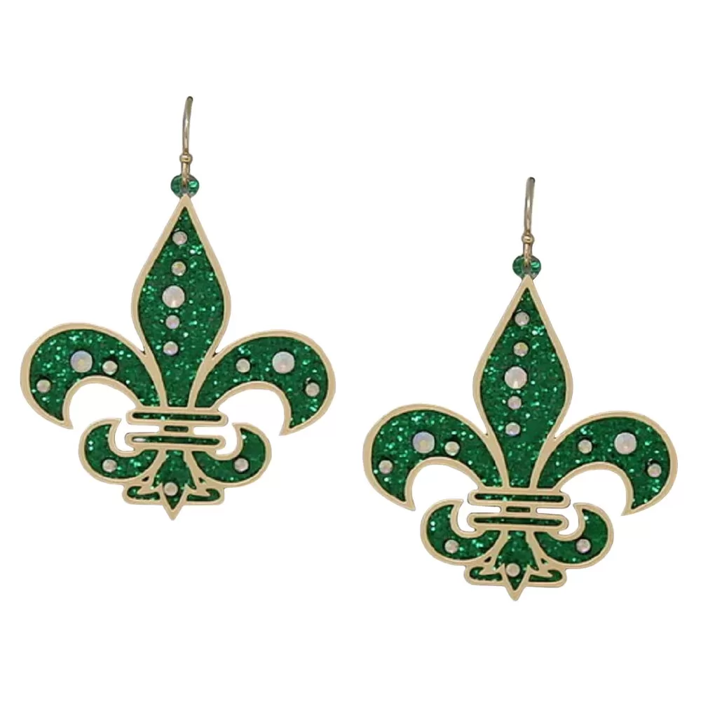 Mardi Gras Fleur De Lis Acrylic Earrings