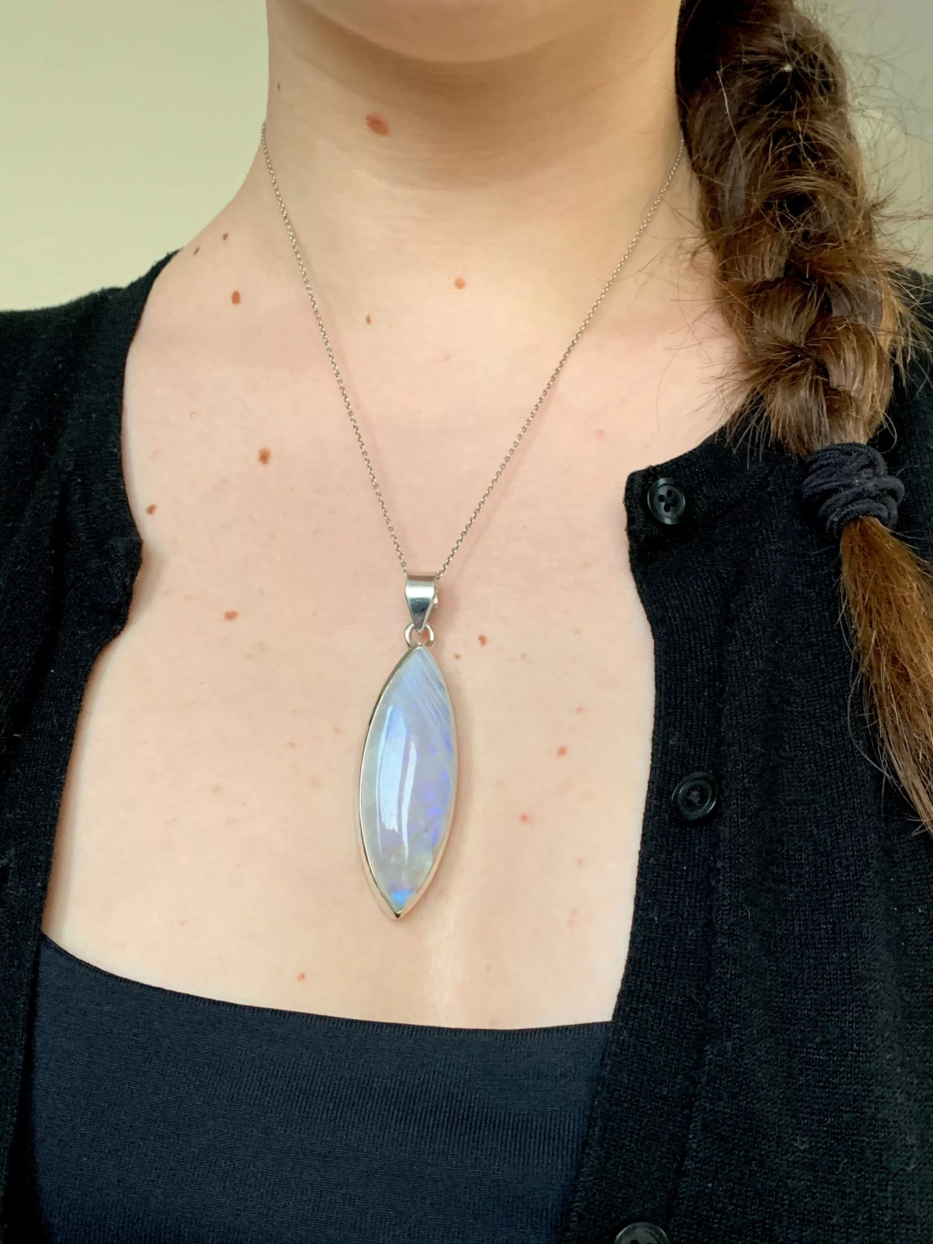 Moonstone Naevia Pendant - Skinny Long Marquise