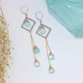 Morning Dew - Cascading Chalcedony Silver Earrings