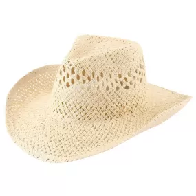 Open Weave Panama Cowboy Straw Hat