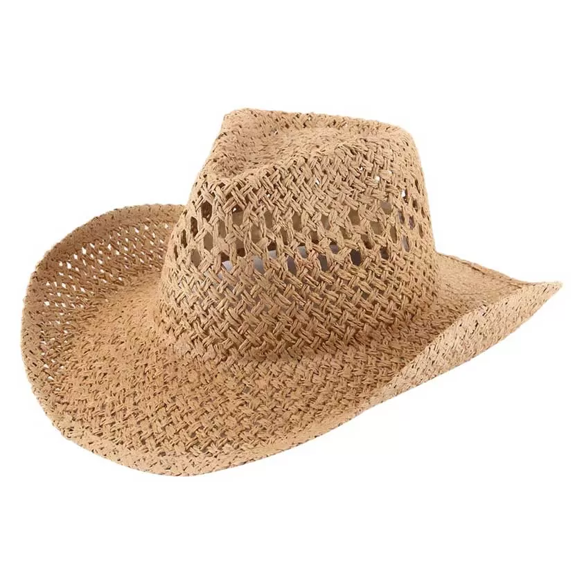 Open Weave Panama Cowboy Straw Hat