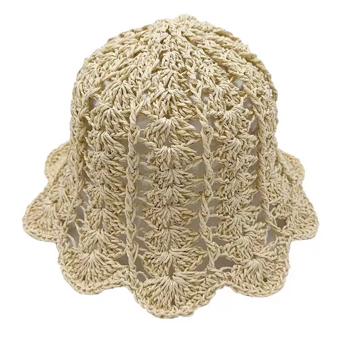 Open Weave Straw Bucket Hat