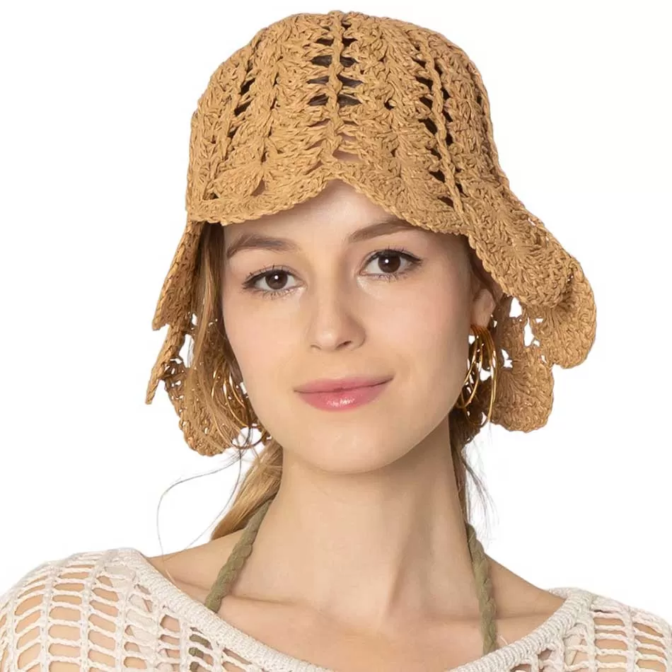 Open Weave Straw Bucket Hat