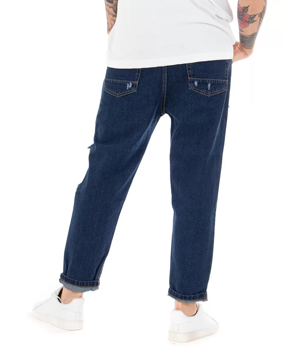 Pantaloni Jeans Uomo Loose Fit Con Rotture Cinque Tasche Casual GIOSAL-P5064A