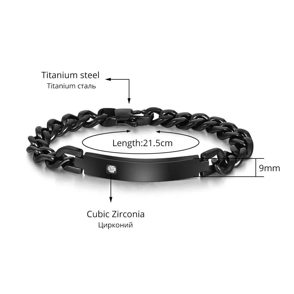 Personalized Engrave Men Titanium Steel Bracelets