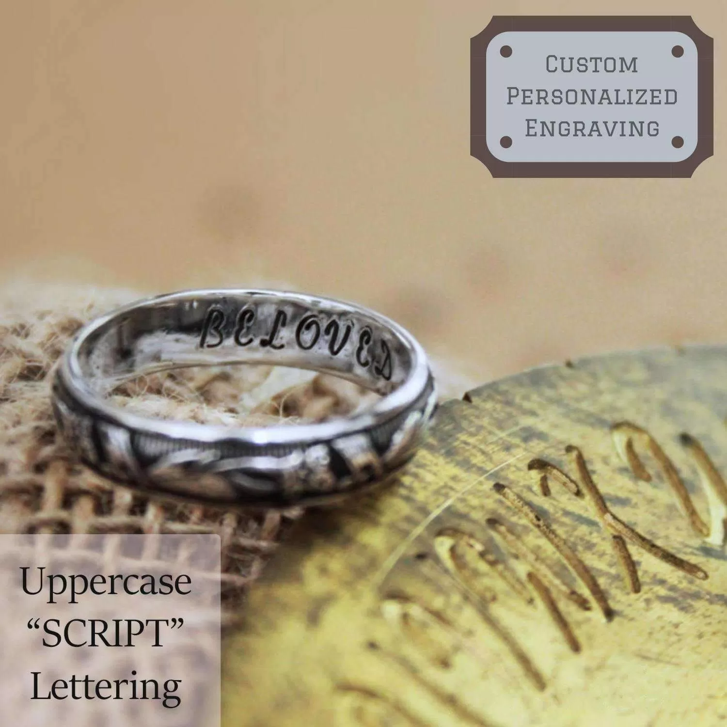 Personalized Inside Ring Engraving - For Engagement Rings, Wedding Rings, Promise Rings, and Gifts - Add-On for Engraving Only