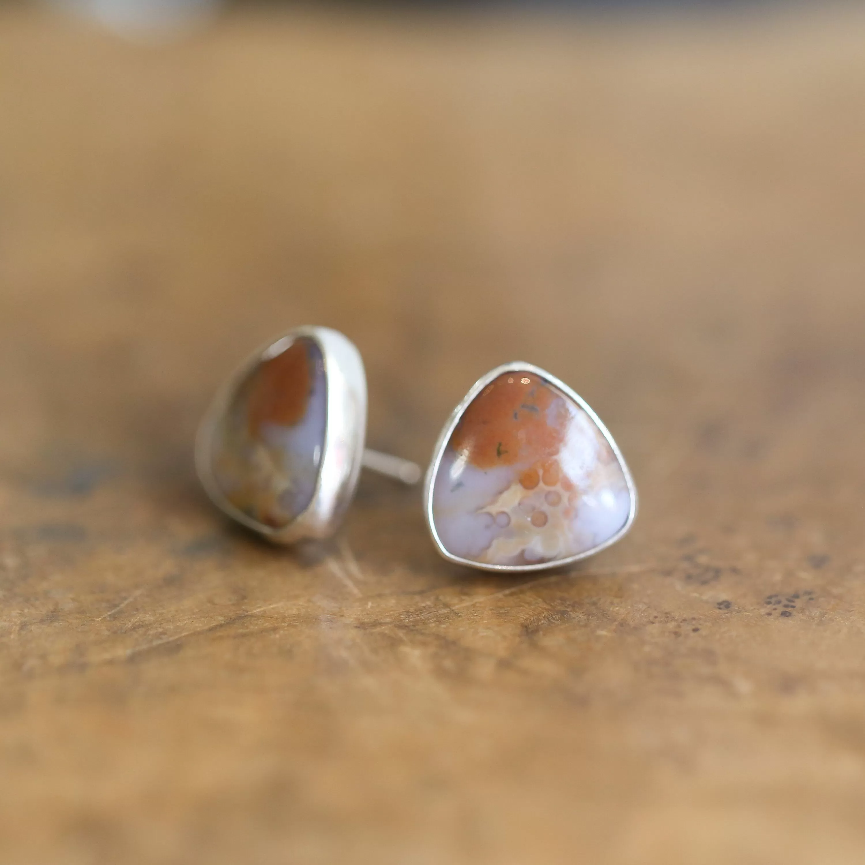 Ready to Ship - Ocean Jasper Posts - Silversmith Post Earrings - Sterling Silver Studs