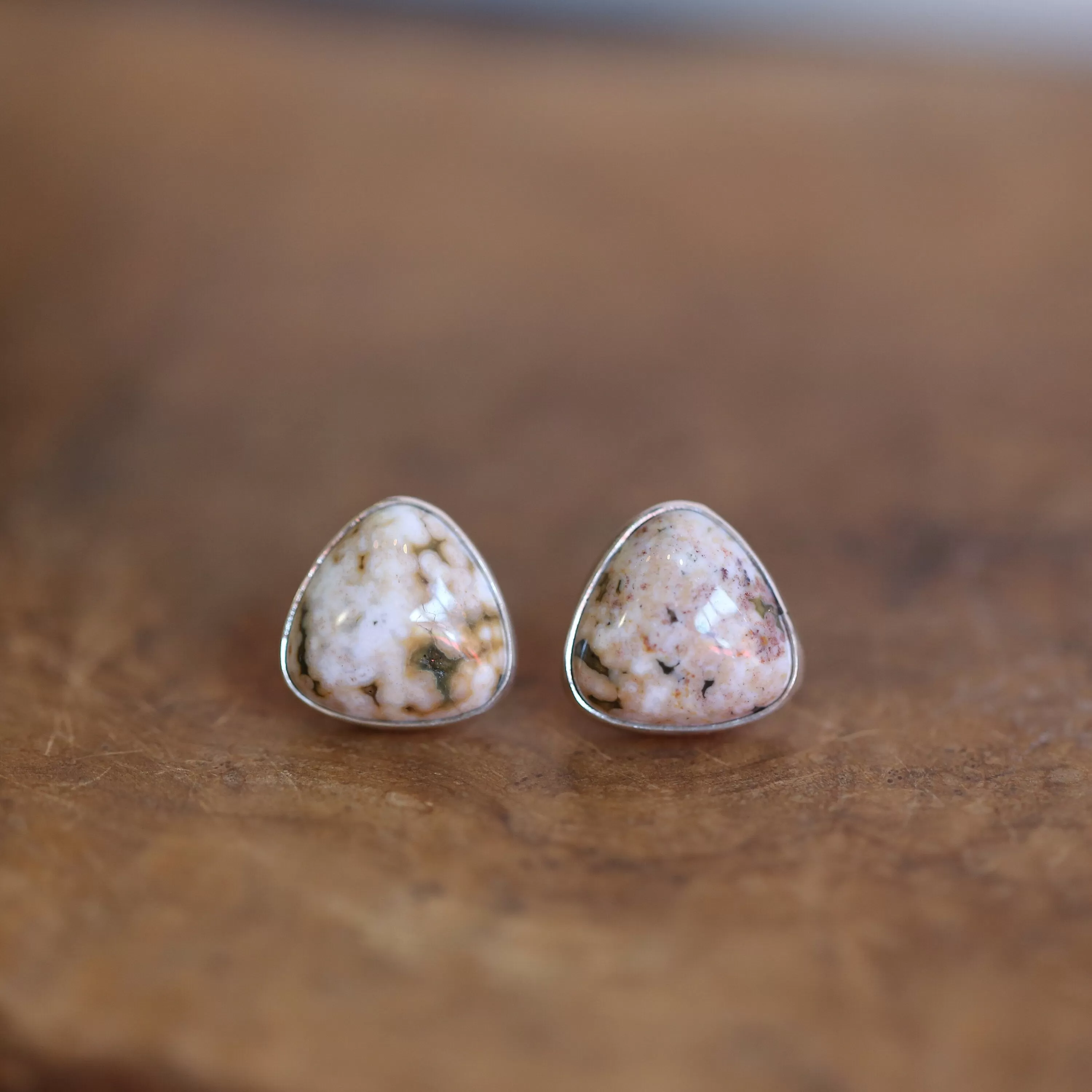 Ready to Ship - Ocean Jasper Posts - Silversmith Post Earrings - Sterling Silver Studs