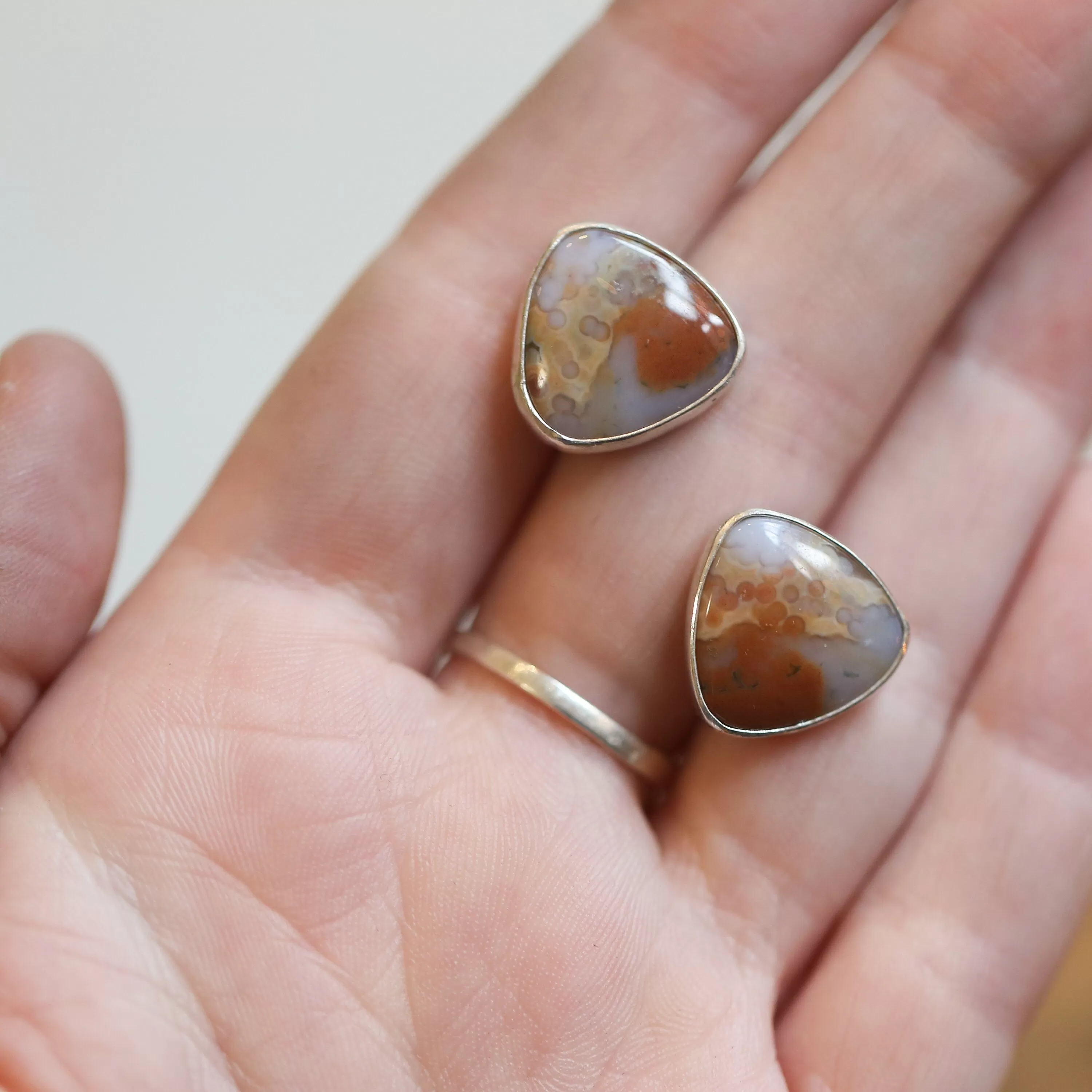 Ready to Ship - Ocean Jasper Posts - Silversmith Post Earrings - Sterling Silver Studs