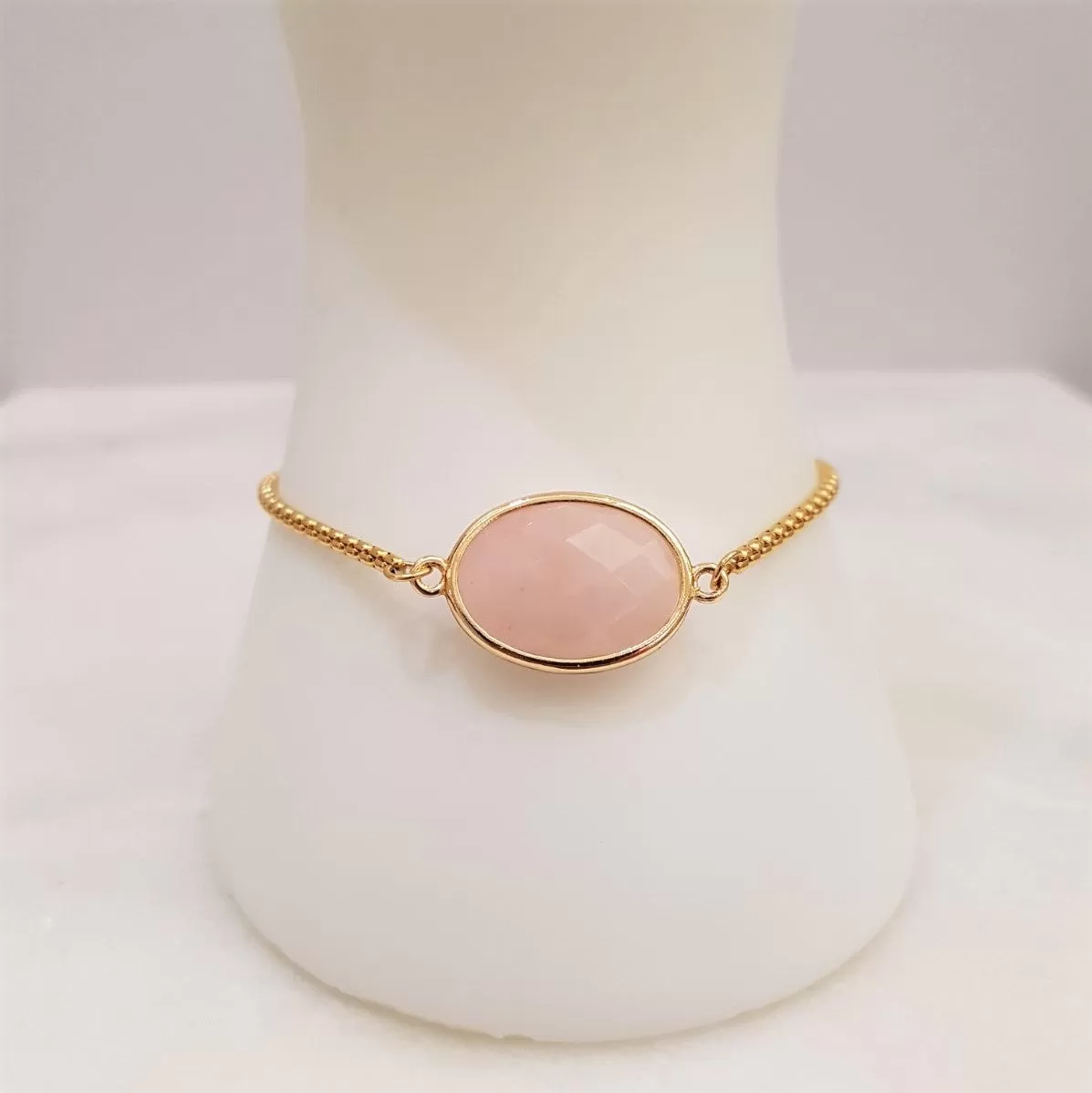 Rose Quartz Jeweled Slider Bracelet