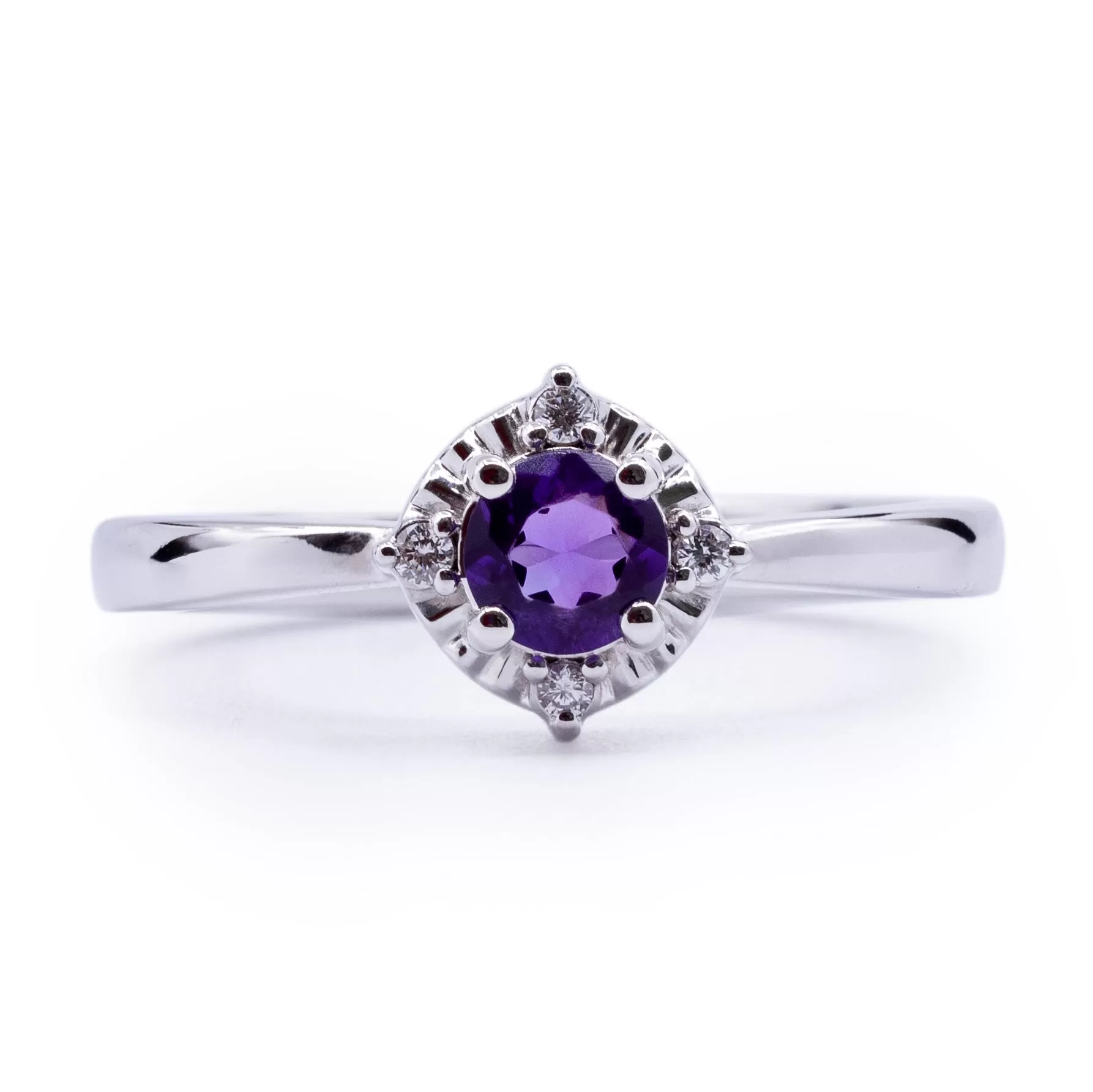 Round Amethyst Setting with Vintage Halo Ring