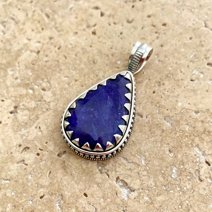 Sapphire Quartz Teardrop Pendant - Anjali