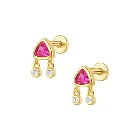 Simulated Rose CZ Diamond Flat Back Stud Earrings