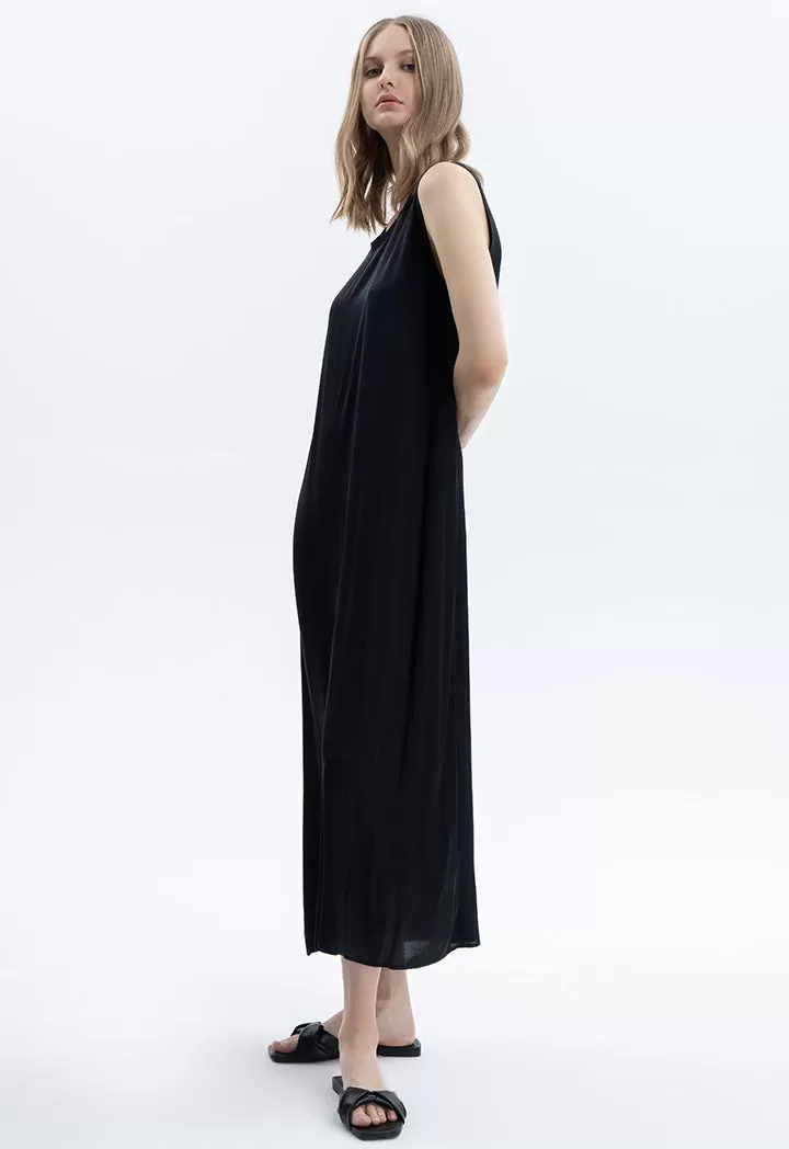 Solid A-line Maxi Sleeveless Dress