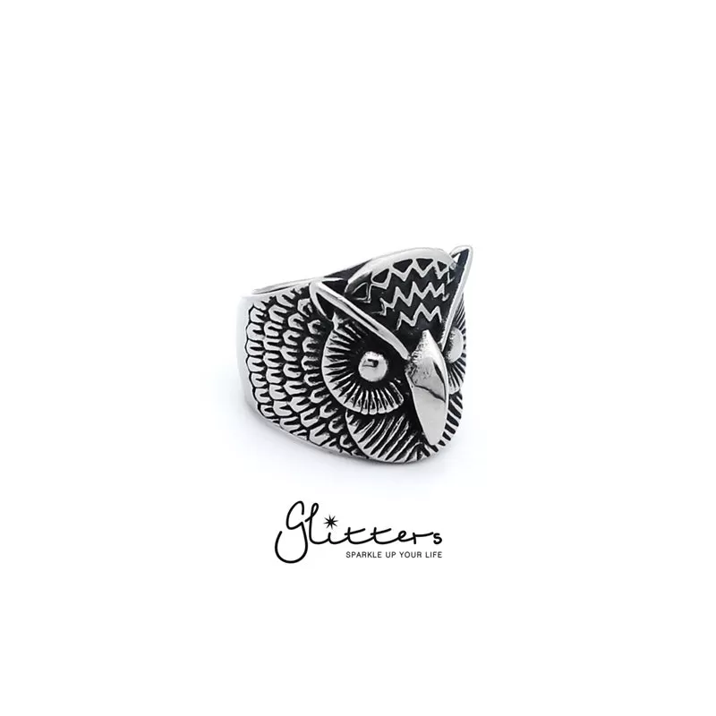 Stainless Steel Owl Cast Ring