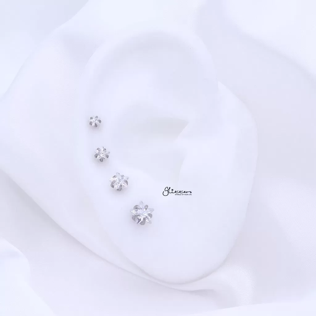 Star CZ Stainless Steel Stud Earrings