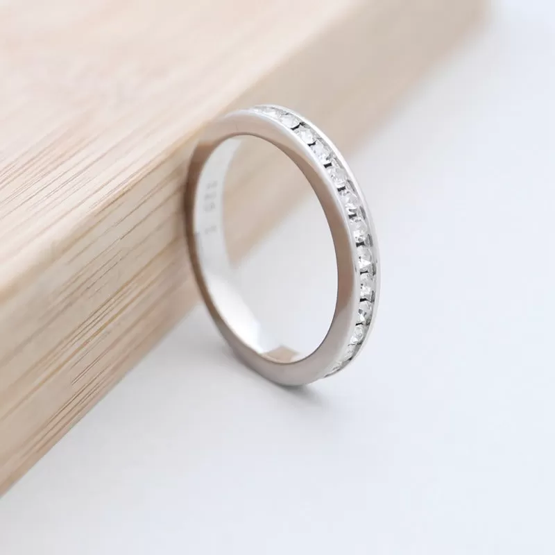 Sterling Silver CZ Paved Eternity Ring