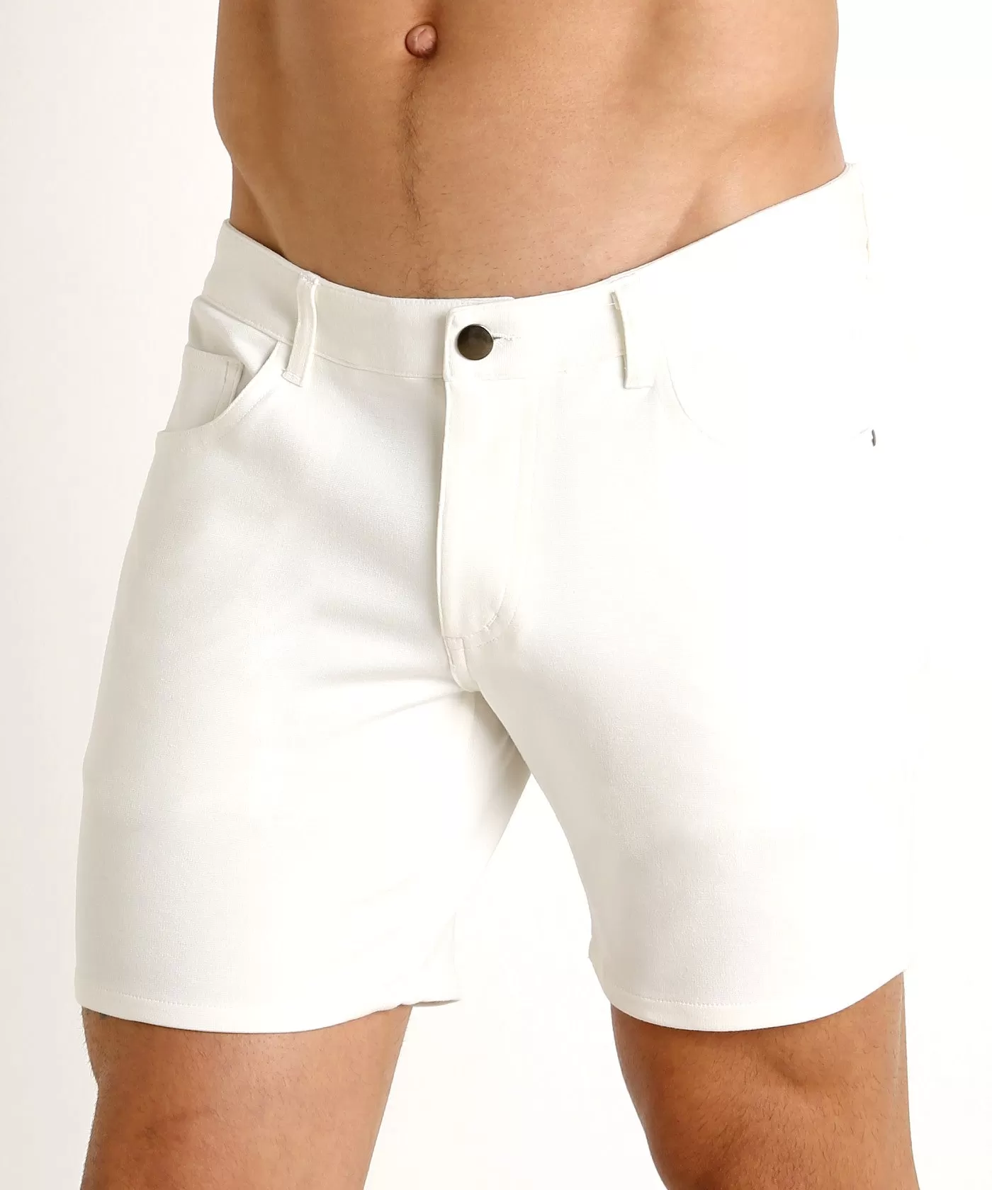 Stretch Knit Shorts (5 inseam) (White)