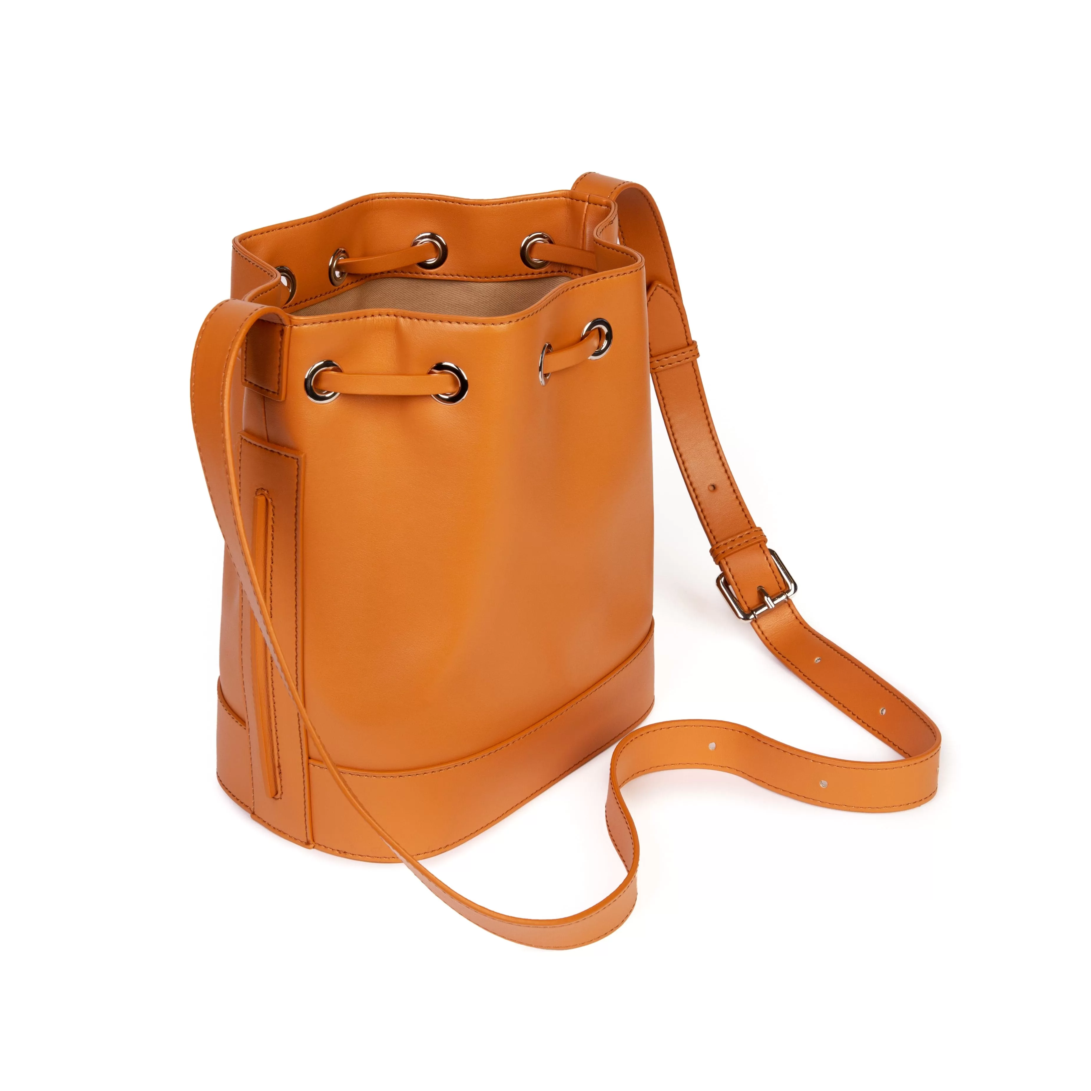 The Daphne Apple Leather Vegan Bucket Bag | Pumpkin