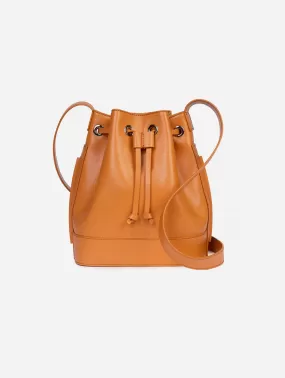 The Daphne Apple Leather Vegan Bucket Bag | Pumpkin