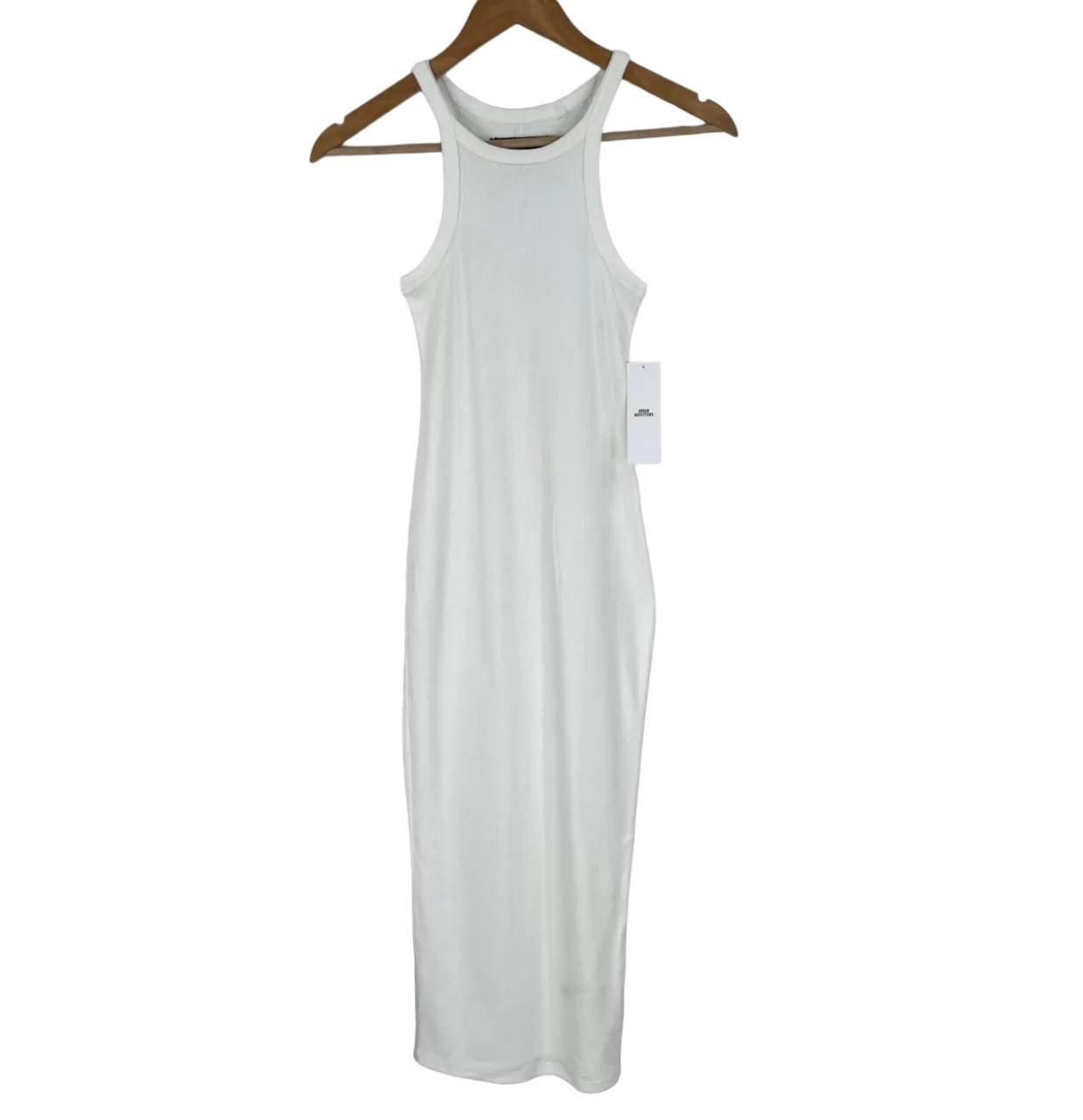 Urban Outfitters White Ribbed Sleeveless Midi Dress UK XL