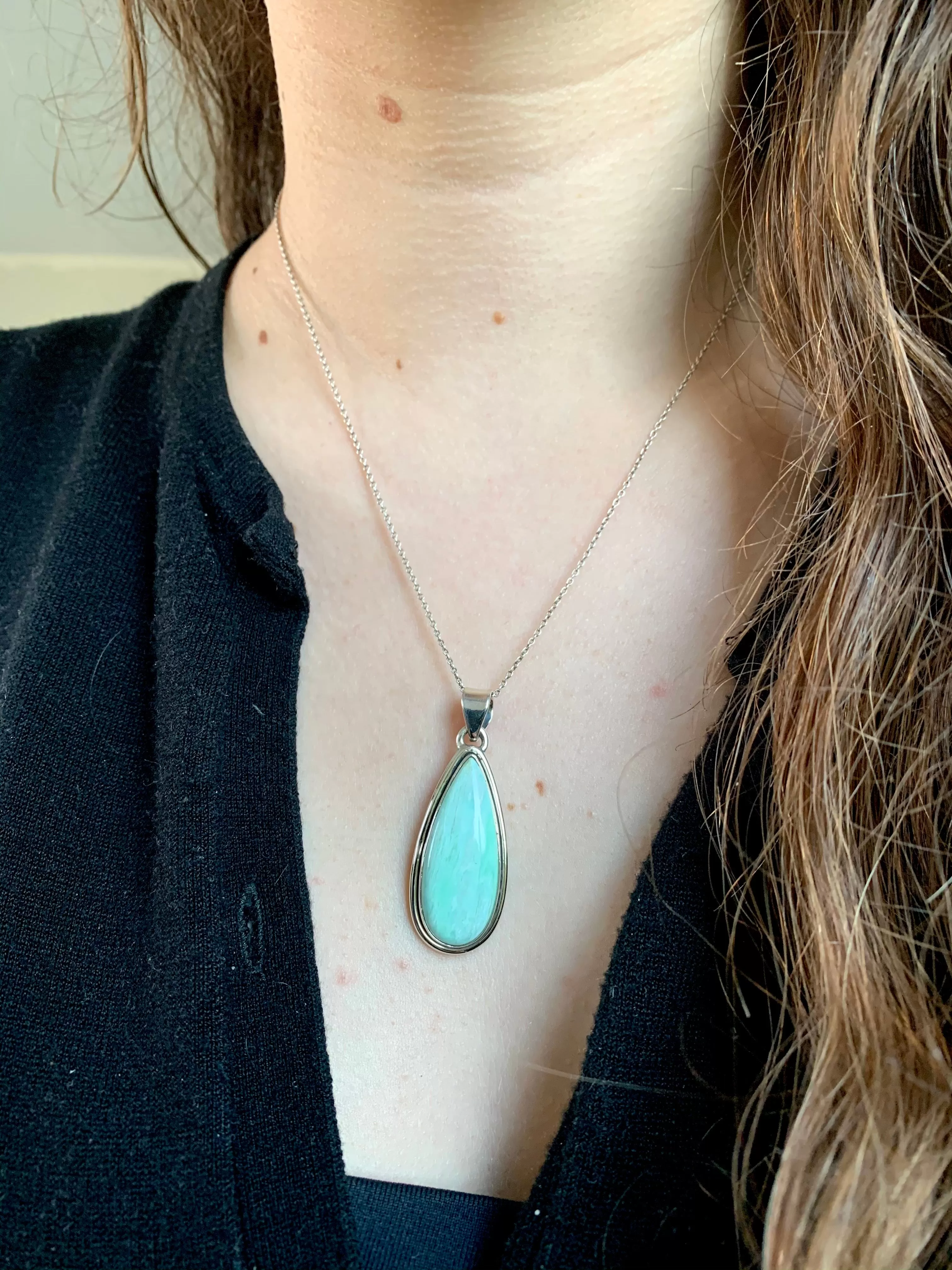 Variscite Brea Pendant - Skinny Teardrop