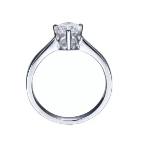 White Gold Plated Silver Solitaire Moissanite Ring 0.8ct