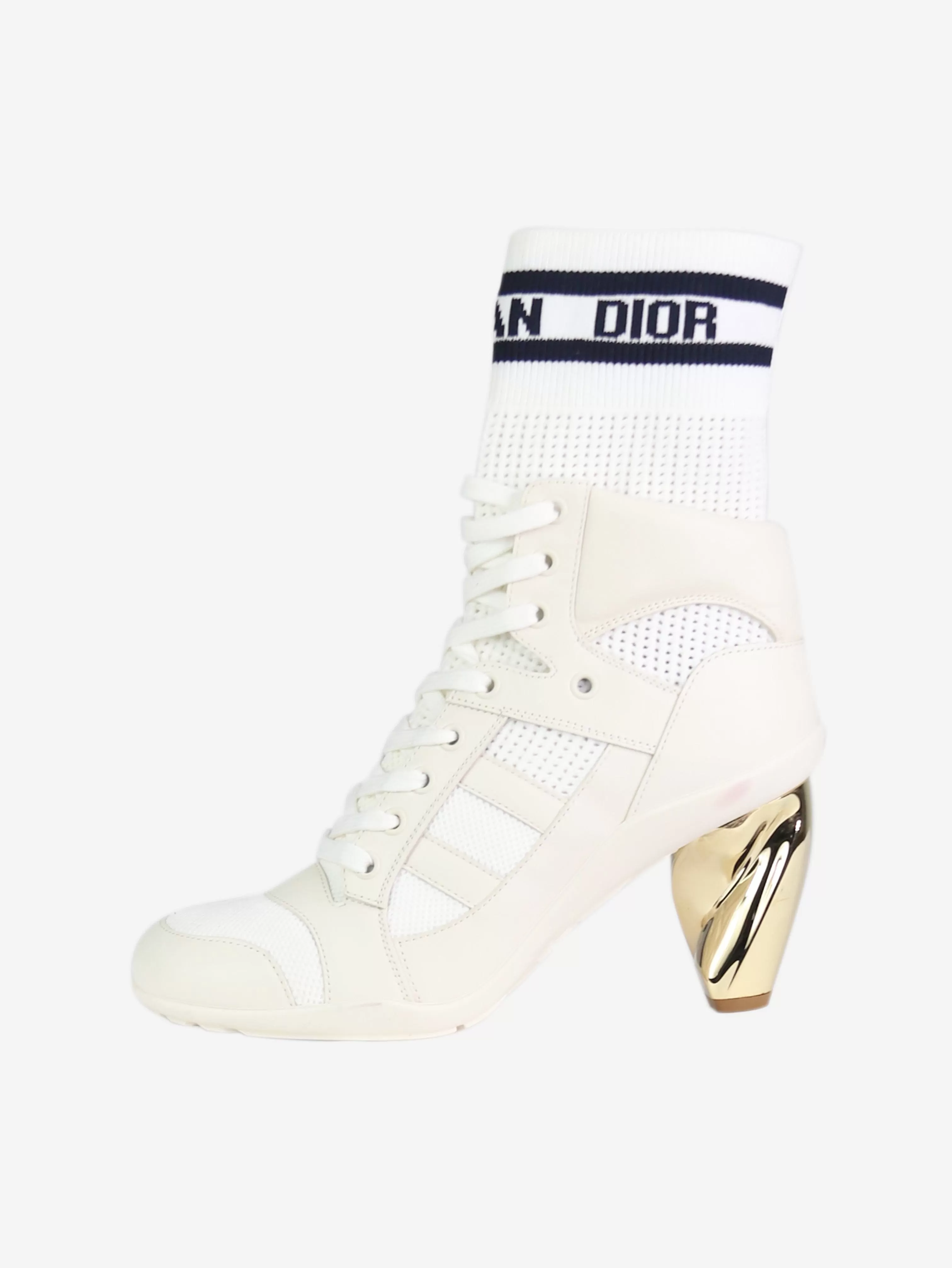 White logo lace-up sock boots - size EU 37