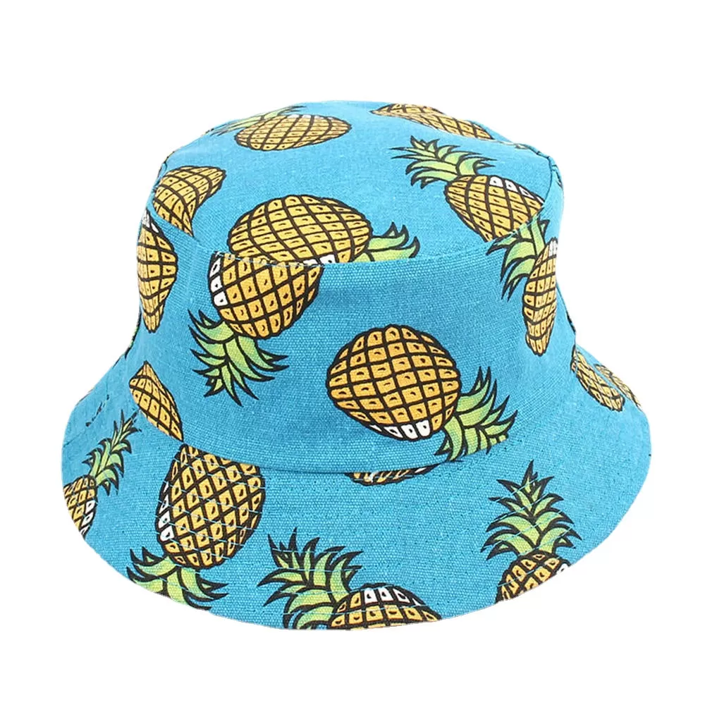 Women Summer Causal Banana Pineapple Fruit Printed Bucket Hat Sunshade Fisherman Caps