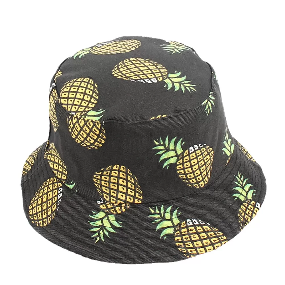 Women Summer Causal Banana Pineapple Fruit Printed Bucket Hat Sunshade Fisherman Caps