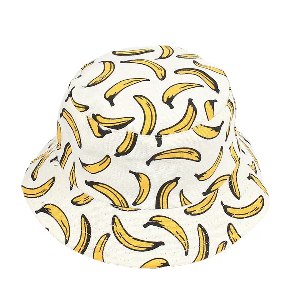 Women Summer Causal Banana Pineapple Fruit Printed Bucket Hat Sunshade Fisherman Caps