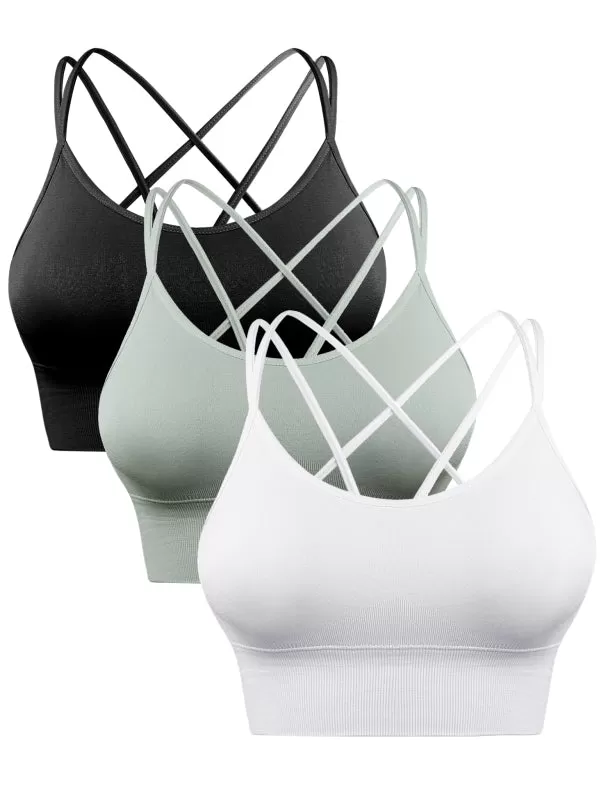 Women's Activewear Backless Padded Sports Bra - 3 Pack