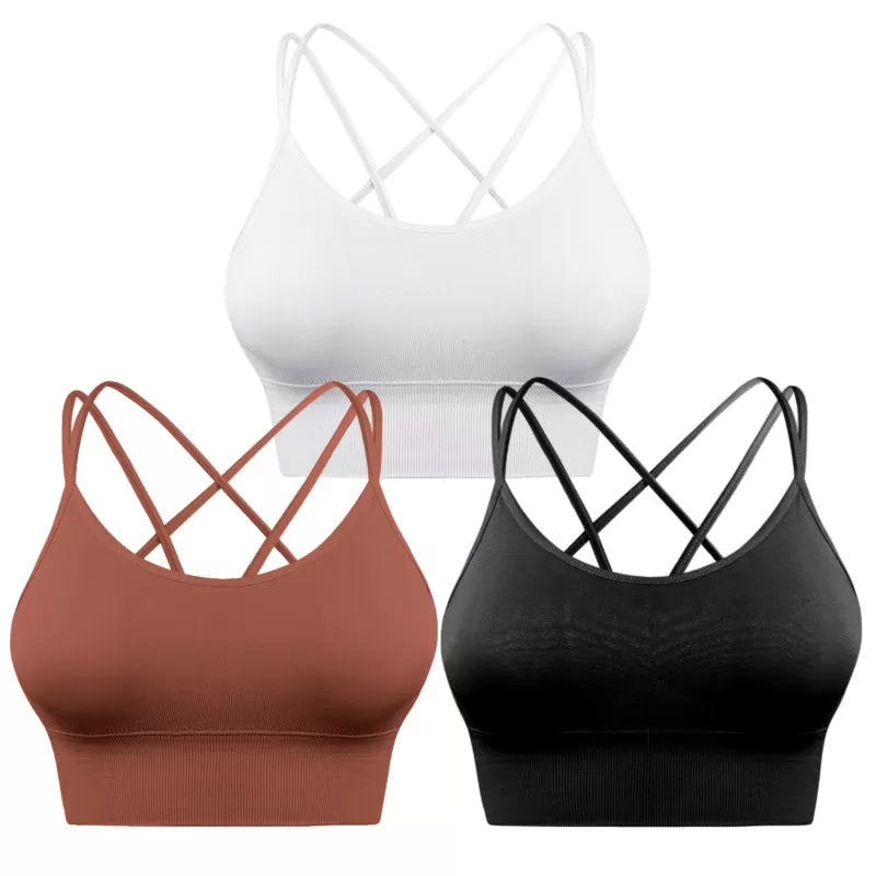 Women's Activewear Backless Padded Sports Bra - 3 Pack