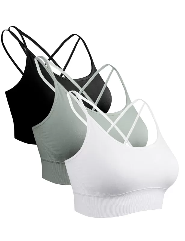 Women's Activewear Backless Padded Sports Bra - 3 Pack